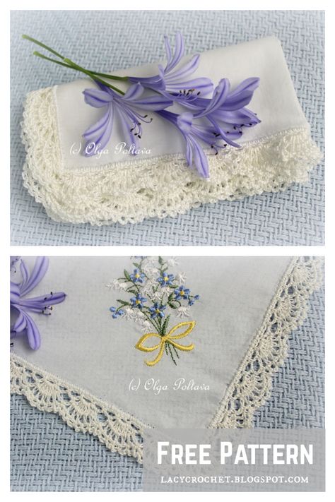 Crochet Lace Edge Patterns Free, Knitted Edging Patterns Free, Crochet Handkerchief Pattern, Crochet Lace Edging Pattern Free, Handkerchief Crochet, Easter Egg Patterns, Laces Designs, Heirloom Projects, Crochet Handkerchief