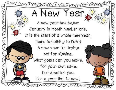 Quotes That Rhyme, First Grade Poems, New Year Poems, January Poem, Happy New Year Poem, Shared Reading Poems, New Year Poem, Kindergarten Poems, Poems About School