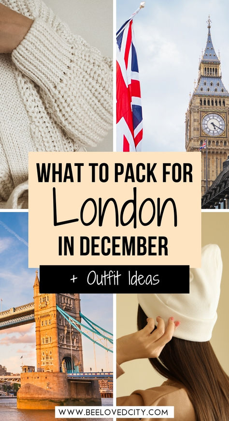 Visiting London in December? Pack warm layers like sweaters, wool coats, and waterproof boots to handle the chilly, often rainy weather. Scarves, gloves, and a stylish hat are essential for keeping cozy. Opt for jeans or trousers paired with ankle boots for daytime, and chic dresses with tights for evening outings. A compact umbrella is a must for unexpected showers. Perfect outfits for Christmas shopping, festive events, and sightseeing. #LondonWinterFashion #ChristmasInLondon #DecemberOutfits London Travel Winter, Shopping In London Outfit, What To Wear London Winter, London Life Aesthetic Winter, London Capsule Wardrobe Winter, Sightseeing Outfit Winter, Christmas In London Outfits, London In December Outfits, London Tourist Outfit