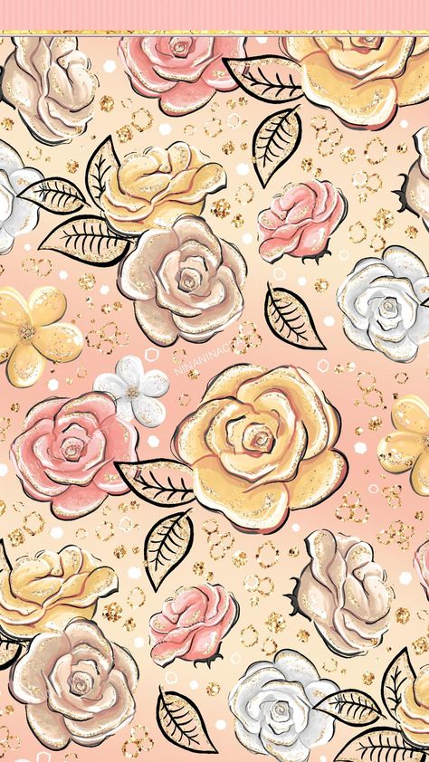 Artist/Credits: NinaNinaCraft. Cute Background, Glitter Flowers, Digital Papers, Honey Bee, Honeycomb, Gold Glitter, Seamless Patterns, Honey, Bee