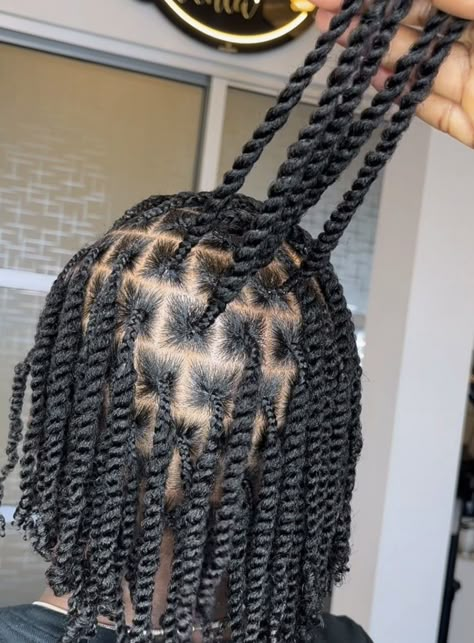 Twist Locs Natural Hair, Big Mini Twists Natural Hair, Mini Braids On Long Natural Hair, Double Strand Twist Women, Small Natural Twists, Mini Twists Parting, Types Of Twists Black Hair, Small Twists Natural Hair Short Hair, Protective Hairstyles For Natural Hair Short