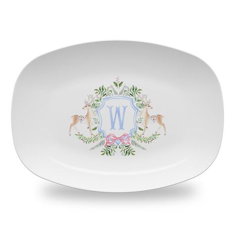 Holiday Serving Platter Christmas Personalized Platter - Etsy Platter Christmas, Pottery Platters, Watercolor Crest, Platter Ideas, Pottery Platter, Birthday Plate, Wedding Plates, Ceramic Platters, Bee Gifts