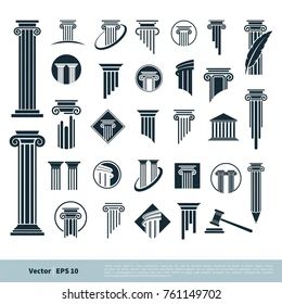 Set Column Pillar Icon for Legal, Attorney, Law Office Logo Vector Template Illustration Design. Vector EPS 10. Legal Logo Design, Law Office Logo, Attorney Logo Design, Pillar Logo, Lawyer Logo Design, Law Logos Design, Lawyer Logo, Logo Elements, Law Firm Logo