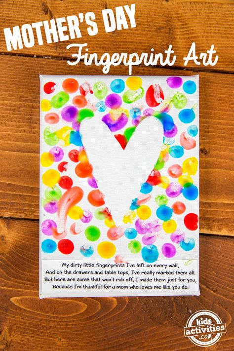 Mom will adore this simple fingerprint Mother’s Day art. This homemade kid gift is something she will treasure for years to come. And the best part is that Mother's Day diy mother's day gifts, finger paint, finger paint activities, fingerprint art, gift for mom, mother's day gift Fingerprint Art Kids, Homemade Kids Gifts, Easy Mother's Day Crafts, Diy Mother's Day Crafts, Mother's Day Projects, Fingerprint Art, Mother's Day Activities, Diy Gifts For Mom, Mothers Day Crafts For Kids