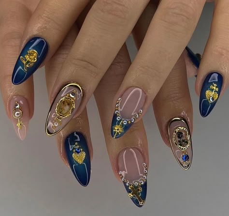 Dark Blue Nails, Cute Simple Nails, Nagel Tips, Her Nails, Nail Jewelry, Dream Nails, Funky Nails, Chic Nails, Short Acrylic Nails