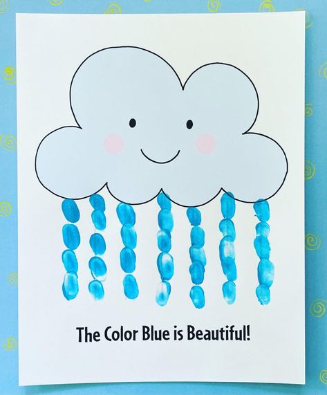 Color Blue Activities For Preschool Science Experiments, Blue Art For Preschool, Blue Craft For Preschoolers, The Color Blue Crafts For Preschool, Blue Craft Preschool, Weather Activities Preschool Worksheets, Preschool Blue Crafts, Color Of The Week Activities, Colors Week Preschool