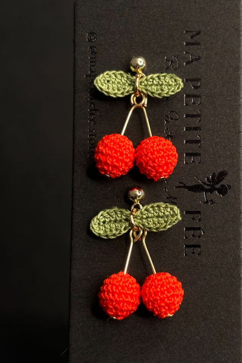 Micro Crochet Red Berry Studs Miniature Fruit Jewelry Gift for Her Cherry Lovers Micro Crochet Earrings, Miniature Fruit, Earrings Crochet, Crochet Jewellery, Micro Crochet, Crochet Tutorial Pattern, Crochet Earrings Pattern, Fruit Jewelry, Cherry Earrings