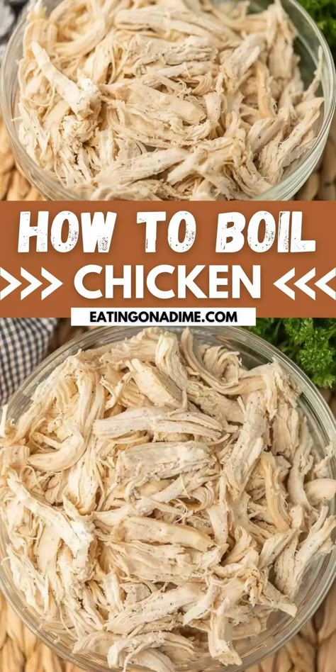 Shredded Chicken Boiled, Boiling Frozen Chicken Breast, Boiled Chicken Breast Recipes, Boil Frozen Chicken, Boiling Chicken, Boil Chicken, Boiled Chicken Recipes, Make Shredded Chicken, Boiled Chicken Breast