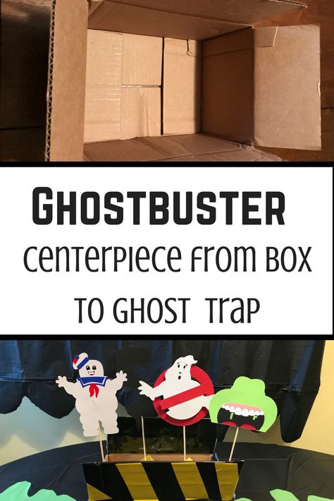 Learn how to create a Ghostbuster Centerpiece using a box. Ghost Busters Decorations Diy, Ghost Busters Party Decorations, Diy Ghostbusters Decorations, Ghost Buster Halloween Decor, Ghostbusters Trap Diy, Ghost Trap Ghostbusters Diy, Ghostbusters Coloring, Ghostbusters Trap, Ghostbuster Party