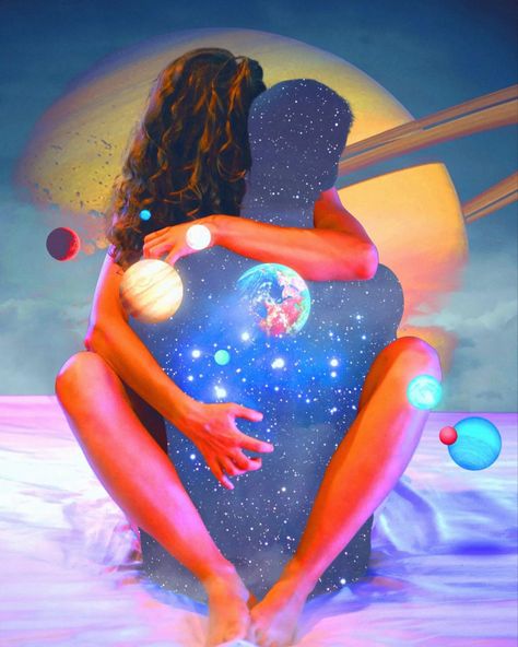 @morysetta on IG | #art #digitalart #spaceart #relationshipart #galaxyart #spacecore #digitalcollage #collageart #saturnart #planetart Ja I Ty, Soulmates Art, Twin Flame Art, Flame Art, Twin Flame Love, Spiritual Artwork, Space Lovers, Shiva Shakti, Les Chakras