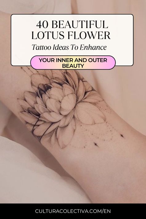 We present 40 beautiful lotus flower tattoo ideas to enhance your inner and outer beauty. Ankle Tattoo Lotus, Lotus Flower Tattoo Ideas For Women, Forearm Lotus Tattoo Women, Delicate Lotus Flower Tattoo, Realism Lotus Tattoo, Hummingbird Lotus Tattoo, Pretty Lotus Flower Tattoo, Lotus Flower Tattoo Women, Lotus Flower Tattoos For Women