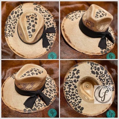 🐆 CHARLIE 1 HORSE LEOPARD STRAW HAT 🐆 - RTS/PU - Size M - Comfort band Diy Hat Bands For Women, Hat Band Ideas, Cowboy Hat Bands, Band Ideas, Diy Hat, Hat Band, Straw Hat, Shirt Ideas, Cowboy Hats