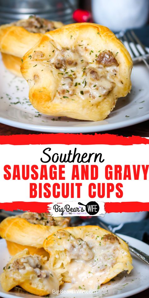 Morning Biscuits, Sausage And Egg Breakfast Casserole, Southern Sausage Gravy, Sausage And Gravy, Sausage And Egg Breakfast, Biscuit Cups, Brunch Burger, Sausage Biscuits, Southern Breakfast