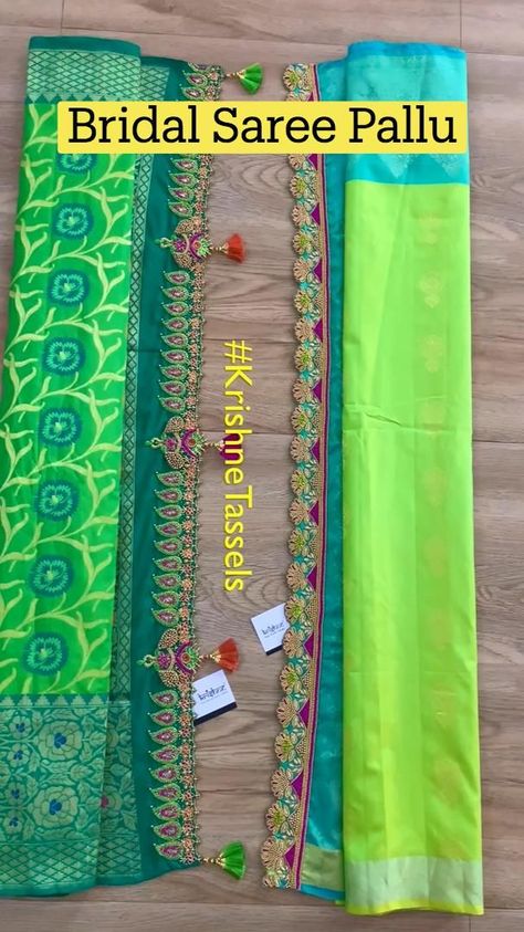 Pallu Designs, Saree Kuchu New Designs, Saree Pallu, Designer Tassels, Saree Tassels Designs, Tassel Crafts, Saree Kuchu Designs, Saree Tassels, Simple Hand Embroidery Patterns