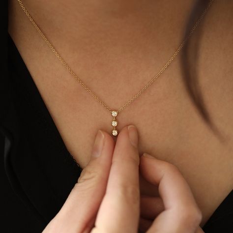 Necklace Diamond Pendant, Diamond Drop Necklace, Diamond Bar Necklace, Vertical Bar Necklace, Diamonds Necklace, Bezel Necklace, Bar Pendant Necklace, Double Diamond, Necklace Diamond