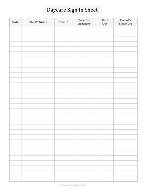 Daycare Weekly Attendance Sheet Free Printable, Daycare Sign In And Out Sheet, Sign In And Out Sheet Free Printable, Sign In Sheet Template Free Printable, Daycare Sign In Sheet Free Printable, Daycare Forms Printable Free, Daycare Sign In Sheet, Daycare Prices, Home Daycare Forms