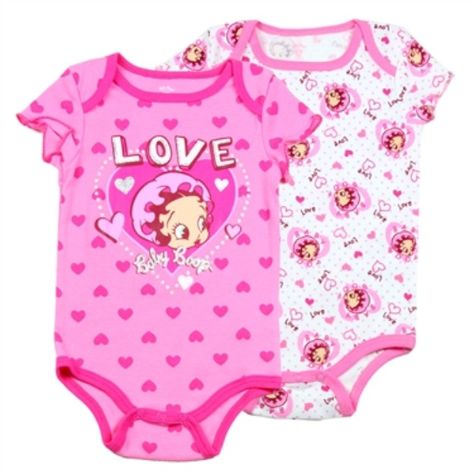 Licensed Betty Boop baby apparel 2 pack creeper set. Set includes 1 Pink Creeper featuring Betty Boop and 1 White creeper with Betty Boop screen printed all over Free Shipping #BettyBoop #BabyClothes #Baby Betty Boop Baby, Young Professional Outfits, Storing Baby Clothes, Trendy Kids Outfits, Designer Baby Clothes, Baby Doll Accessories, Twin Outfits, Face Print