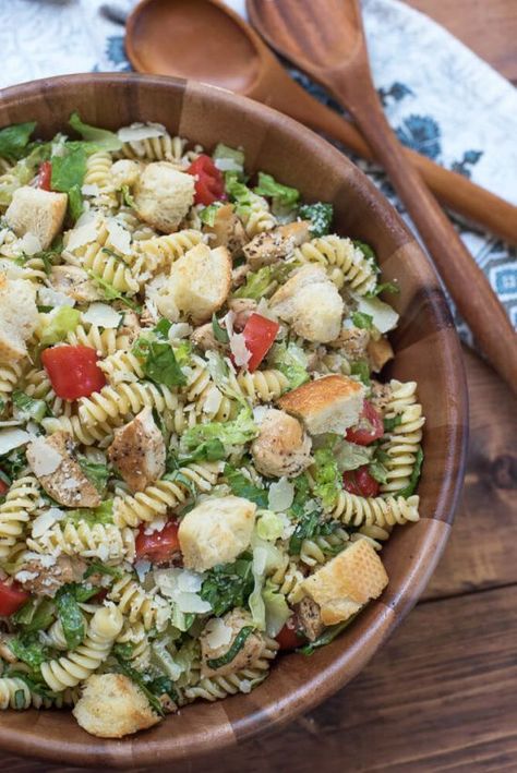 Snacks To Have On Hand, Asian Pasta Salads, Macaroni Salad Ingredients, Asian Pasta, Chicken Caesar Pasta, Caesar Pasta Salad, Caesar Pasta, Beach Snacks, Chicken Caesar Pasta Salad