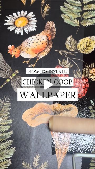 Chicken Peel And Stick Wallpaper, Wallpaper In Chicken Coop, Wallpaper Chicken Coop, Chicken Coop Wallpaper, Chicken Coop Mural, Inside Chicken Coop, Fancy Chicken Coop, Place Wallpaper, Coop Decor