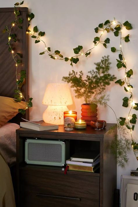 Best Dorm-Room Decor 2022 Vine String Lights, Fairy Themed Bedroom, Fairytale Bedroom, Boston Apartment, Fairy Room, Bday List, Aesthetic Bedroom Ideas, Cool Dorm Rooms, Lights Bedroom