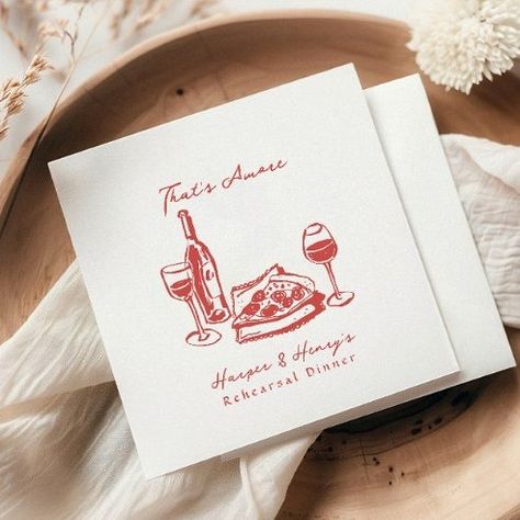 Rehearsal Dinner Napkins | Zazzle Wine Sketch, Pizza Party Decorations, Rehearsal Dinner Napkins, Bridal Shower Napkins, Rehearsal Dinner Decorations, Dinner Party Outfits, Bridal Shower Wine, Dinner Party Summer, Christmas Engagement