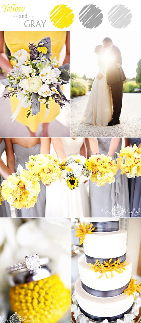 elegant yellow and gray wedding colors for summer 2015 Gray Wedding Theme, Gray And Yellow Wedding, Yellow Grey Weddings, Yellow Wedding Colors, Gray Wedding Colors, Yellow Wedding Theme, Wedding Color Scheme, Wedding Color Palettes, Wedding Color Combinations