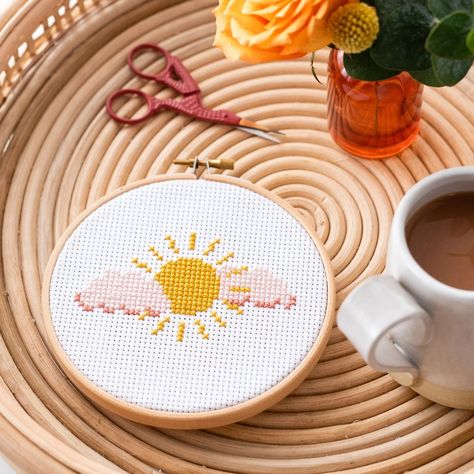 Cross Stitch Craft Kit - Sunshine in 2024 | Simple cross stitch, Diy cross stitch, Tiny cross stitch . #Free_Simple_Cross_Stitch_Patterns #Cross_Stitch_Sun #Sunshine_Cross_Stitch #Sun_Cross_Stitch Cross Stitch Sun, Sun Cross Stitch, Cross Stitch Silhouette, Cross Stitch Beginner, Cross Stitch Quotes, Easy Cross Stitch, Tiny Cross Stitch, Easy Cross Stitch Patterns, Hama Bead