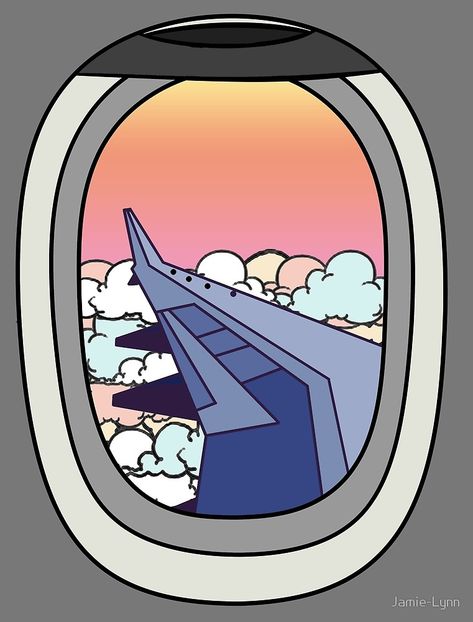 Airplane window pastel view illustration travel art wanderlust Aesthetic Airplane Drawing, Airplane Window View Drawing, Traveling Drawing Ideas, Airplane Window Art, Airplane Window Illustration, Airplane Window Painting, Airplane Window Drawing, Airplane Aesthetic Drawing, Travel Painting Ideas