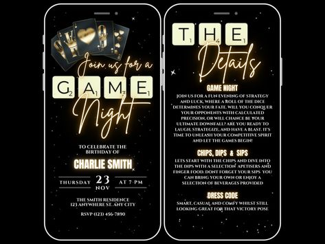 Animated Game Night Invitation for adults, Family Game Night Party Invite, Cards Invite, Birthday Game Night, Editable Template Evite by WhimsicalThingsInc on Etsy Adult Game Night Invitations, Game Night Birthday Invitations, Games Night Invitation, Birthday Game Night Party, Game Night Theme Party For Adults, Game Night Invitations, Birthday Game Night, Game Night Flyer, Game Night Invitation