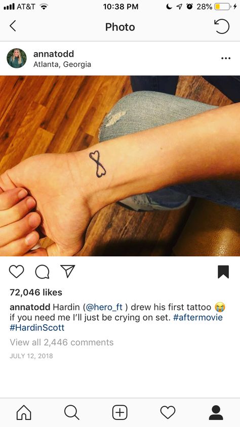 After Movie Tattoo Ideas, After Movie Tattoo, Hardin Scott Tattoo, Friends Tattoo, Movie Tattoo, Fiennes Tiffin, Mehndi Designs Bridal Hands, Infinity Tattoos, Hardin Scott