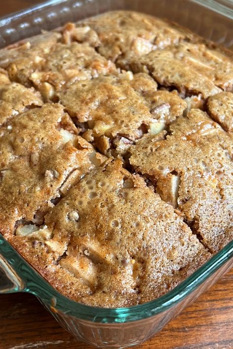 Fresh Apple Crazy Cake (No Eggs, Milk or Butter) - Sweet Little Bluebird Apple Crazy Cake, Apple Recipes No Egg, Easy Apple Cake With Fresh Apples, Apple Pecan Cake, Fresh Apple Cake Recipe, Apple Butter Cake, Cake No Eggs, Apple Squares, Snack Cake Recipe