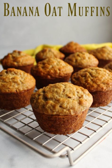 Oatmeal Muffins Quick Oats, Cinnamon Oats, Oatmeal Muffin, Oats Flour, Oatmeal Chocolate Chip Muffins, Banana Oatmeal Muffins, Banana Oat Muffins, Breakfast Ingredients, Banana Oat