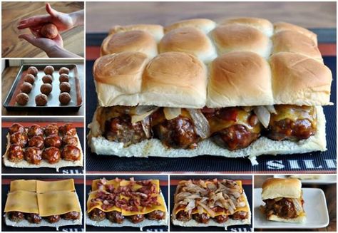 Cheddar Meatballs, Meatball Sliders Recipes, Meatball Sliders, Bbq Meatballs, Grilled Onions, Slider Recipes, Wrap Sandwiches, 1 Pound, 1 Egg