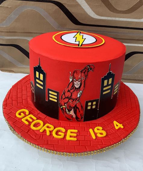 Flash Theme Cake, The Flash Cake, Flash Birthday Cake, Flash Cake, Nerf Cake, Marvel Cake, Baker Cake, Cake Designs Images, Boy Birthday Party Themes