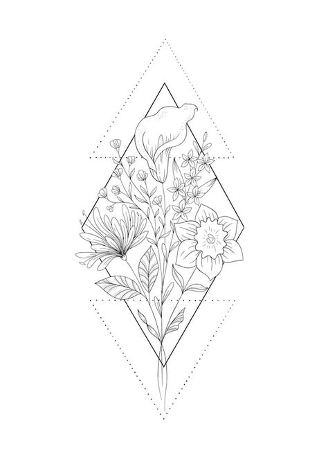 Family Floral Tattoo, Birth Flower Drawing, Eva Tattoo, Bouquet Line Art, Line Art Family, Geometric Shape Tattoo, Flower Bouquet Tattoo, Astrology Tattoo, Drawing Floral