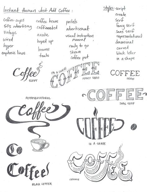 Typography Design Handwritten, Coffee Font Design, Typographic Design Inspiration, Creative Lettering Art, Word Art Drawings, Mary Kate Mcdevitt, Brand Lettering, Typography Drawing, Handwriting Logo