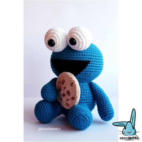 Cookie Monster amigurumi crochet pattern. Languages: | Etsy Crochet Steps, Rabbit Patterns, Rabbit Ideas, Monster Pattern, Amigurumi Rabbit, Blue Rabbit, Crochet Pillow Pattern, Rabbit Design, Crochet Shop