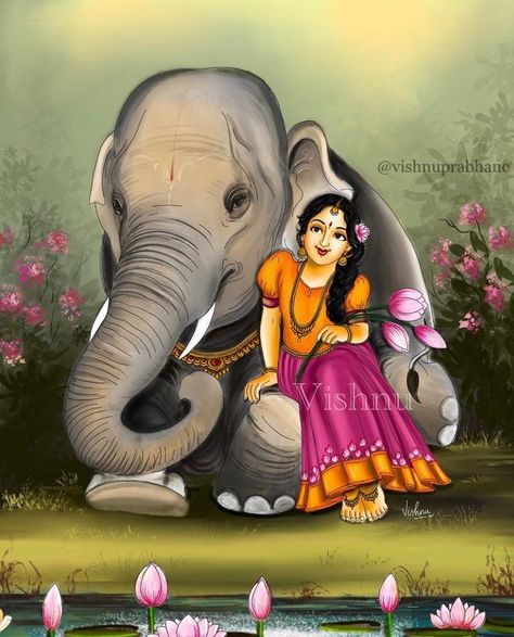 Indian Elephant Painting, Chithirai Thiruvizha, Godha Devi, Vishnu Art, Krishna Beautiful, Lord Vinayaka, Diwali Painting, Sky Art Painting, Pichwai Paintings