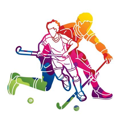 Field Hockey Sport Team Male Players Mix Action Cartoon Graphic Vector Hockey Players Aesthetic, Sports Day Clipart, Hockey Clipart, Hockey Drawing, Action Cartoon, Hockey Sport, Sports Poster, Sports Day, Sport Hockey