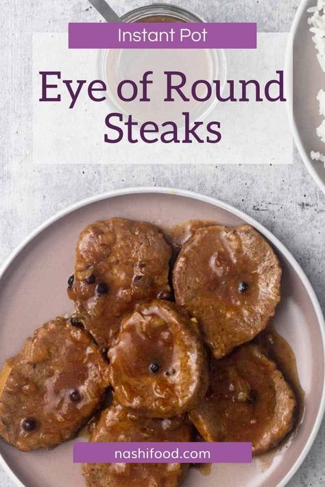 Delicious cream-free eye of round steak in peppercorn sauce made in no time, perfect for any special lunch or dinner, made using the Instant Pot, generating a flavorful result in less time. Beef Eye Of Round Steak Recipes Air Fryer, Instant Pot Eye Of Round Steak, Eye Of Round Steak Recipes Air Fryer, Eye Of Round Steak Recipes Instant Pot, Eye Of Round Steak Recipes, Instapot Meat, Beef Eye Round Steak, Round Eye Steak Recipes, Beef Eye Of Round