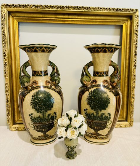 These two would make great focal points in your home. They are Vintage 2 Handle Italian Vases with striking features. Measure 6 w x 14 h $40 + shipping Comment SOLD and promptly DM the item you purchased, Venmo name and shipping address or indicate local Richmond pickup. ALL SALES FINAL 🪻Be sure to check out my Etsy Shop with new items being added daily 🪻 🪻marnirosendesigns.etsy.com 🪻 #vintage #vases #topiaries #vintagevase #italian #italianvase #vintageonline #shopsmall #shoprva #r... Italian Vases, Urn Vase, Topiaries, Focal Points, Estate Sale Finds, Vintage Vases, Estate Sale, Focal Point, Home Accents