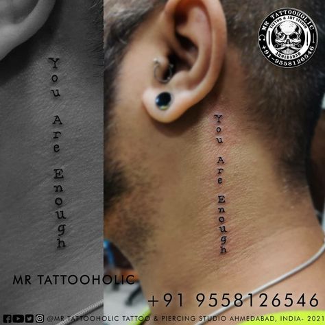 #jesustattoo #jesuslove #youareenough #necktattoos #oneside #face #typography #jesuscross #jesus #tinytattoos #smalltattoos #small Vertical Neck Tattoo, Face Typography, Vertical Tattoo, Baddie Tattoos, Small Neck Tattoos, Tattoo Neck, Jesus Tattoo, Neck Tattoos, Bff Tattoos