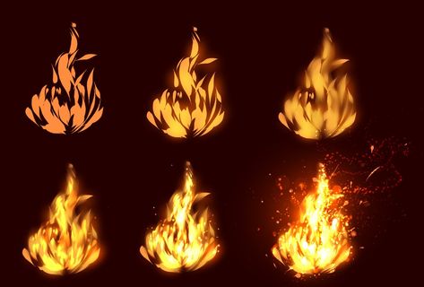 Fire tutorial - EASY by https://www.deviantart.com/ryky on @DeviantArt Fire Digital Art, Fire Tutorial, Molten Rock, Cloud Tutorial, Best Digital Art, Fire Drawing, Fire Flames, Fire Painting, Drawing Examples