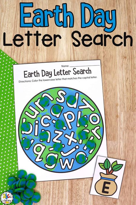 This free printable Earth Day Letter Search Activity is a fun, themed way for kids to practice letter recognition this April! Letter Practice Preschool, Earth Day Preschool Activities, Recycle Preschool, April Lesson Plans, Letter Sorting, Earth Activities, Earth Week, Letter Recognition Activities, Earth Day Projects