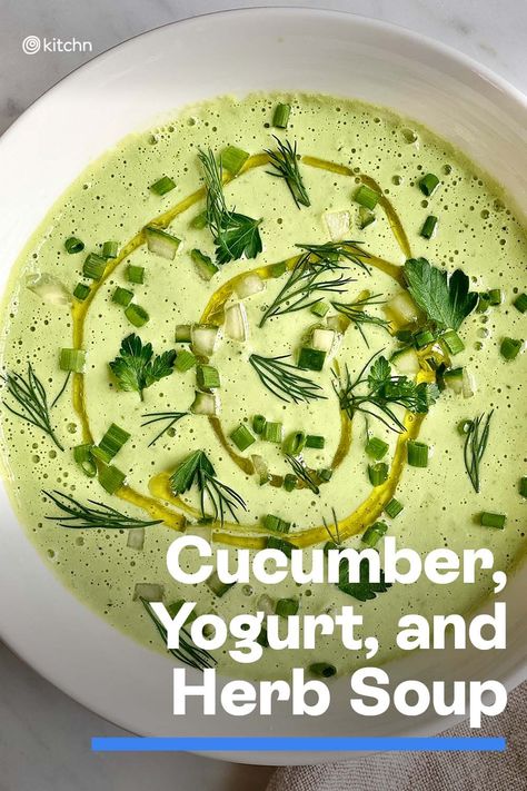 Cold Soups For Summer, Brunch Soup, Vegan Soup For Colds, Cucumber Avocado Soup Cold, Chilled Cucumber Soup, Cold Cucumber Soup, Simple Soups, Herb Soup, Cucumber Soup