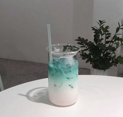 #teal #turquoise #aesthetic #aestheticphotos #aestheticfood #drink #cafe Glass, Blue, White