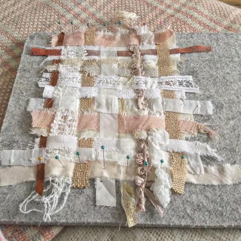 Jayne Rogers (@jayne_rogers_textile_creative) • Instagram photos and videos Textiles Pages, Textile Collage, Fabric Stitching, Twist Weave, Fabric Weaving, Weaving Wall Hanging, Scrap Fabric Crafts, Lace Art, Creative Textiles