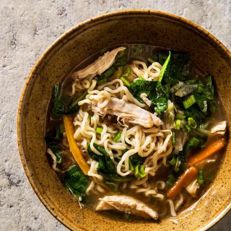 Chicken and Ramen Soup | America's Test Kitchen Chicken And Ramen, Bock Choy Recipes, Pak Choy, Brown Chicken, Donut Toppings, Crooked Tree, Ramen Noodle Recipes, Ramen Soup, Tree Cottage