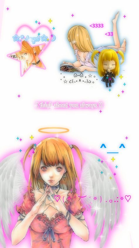 Kaomoji Wallpaper, Angel Pretty, Note Wallpaper, Misa Amane, Cute Angel, Wallpaper Cute, Phone Stickers, Edgy Wallpaper, Pink Wallpaper Iphone