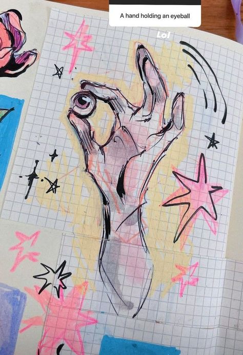 Sticky Notes In Sketchbook, Trippydraws Art, Art Collab Ideas, Sketchbook Spreads Aesthetic, Kawaii Art Styles, Pov Drawing, Kawaii Sketchbook, Sketch Book Pages, Sketchbook Tips